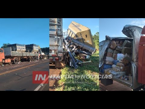 CHOQUE ENTRE DOS CAMIONES EN BELLA VISTA DEJA DAÑOS MATERIALES