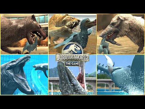 ALL CENOZOIC & ALL AQUATIC FEEDING OR HUNTING SCENE ANIMATION | Jurassic World The Game