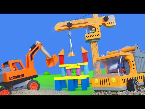 Bagger, Kran, Truck, Spielzeugautos, Lastwagen Traktor & LKW Baustelle für Kinder | Holz Spielwaren