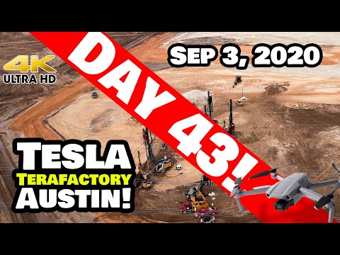 Tesla Gigafactory Austin 4K  Day 43 - 9/3/20 - Tesla Terafactory Austin TX - AMAZING Progress!