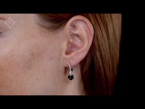 H4515 - 6MM SMOKY QUARTZ AND DIAMOND STELLATO EARRINGS IN 9K WHITE GOLD