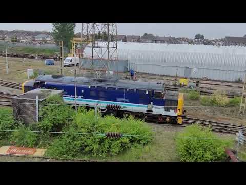 37425 Concrete Bob moving wagons around ready to depart ti Mossend 3.5.22.