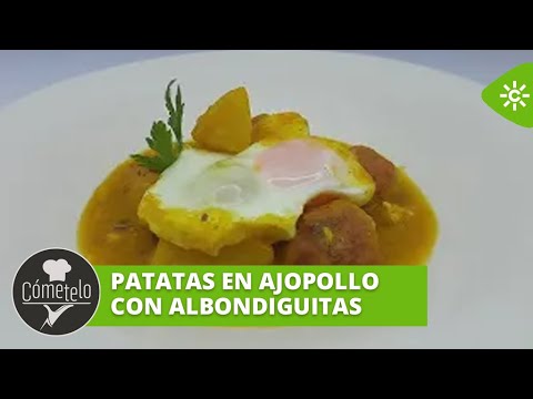Cómetelo | Patatas en ajopollo con albondiguitas
