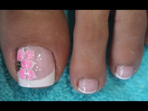 DISEÑO DE UÑAS PARA PIES FLOR Y FRANCES PRINCIPIANTES – FLOWERS NAIL ART – FRENCH NAIL ART – NLC