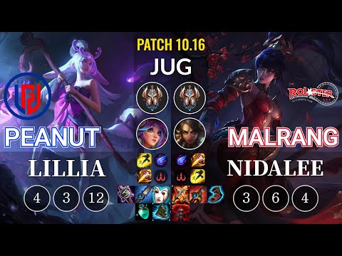 LGD Peanut Lillia vs KT Malrang Nidalee Jungle - KR Patch 10.16