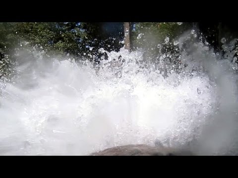 Front row point of view footage of Big Timber Log Ride