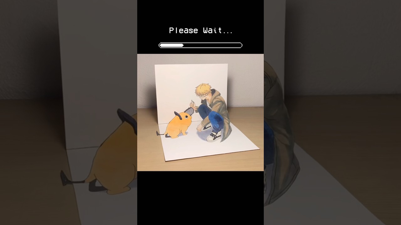 チェンソーマン　デンジとポチタのトリックアート　映画レゼ篇観てきたよ　米津玄師IRIS OUT　#chainsawman #チェンソーマン #anime