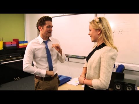 Glee star Matthew Morrison's awesome singing lesson and rapping on London school visit