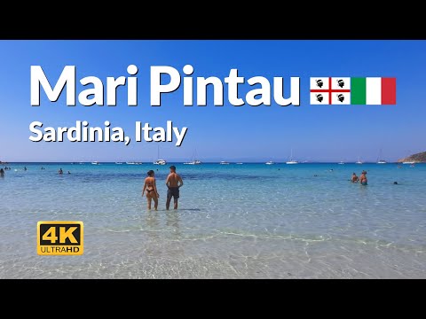 Spiaggia di Mari Pintau Sardinia Beach Walk 4K | Most Beautiful Beach near Cagliari Sardegna
