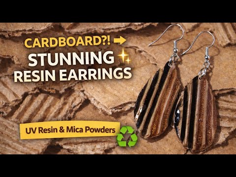 DIY Resin Earrings from Recycled Cardboard | Eco Jewelry with UV Resin & Mica Powders