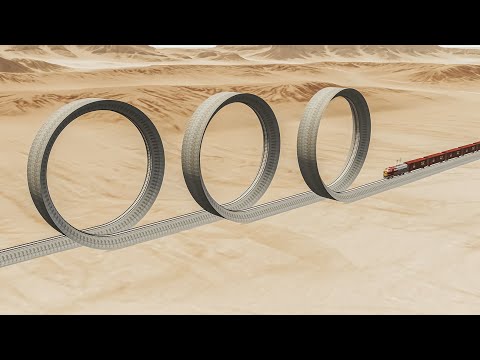 Impossible Triple Loop Rail Tracks Vs Trains Crossing - BeamNG.Drive