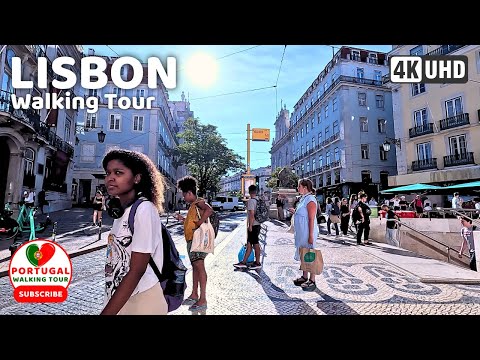 🇵🇹 [4K WALK] Turne në këmbë në Lisbonë Baixa Chiado në Verën e Marques de Pombal - korrik 2023