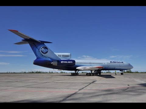 Alrosa Tu-154M - Approach and Landing at Polyarny (Udachny) Airport (PYJ), Russia
