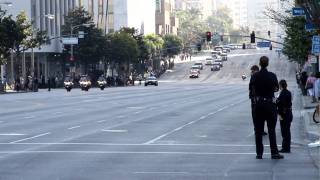 preview picture of video 'Presidential Motorcade Wilshire in Westwood Los Angeles HD'