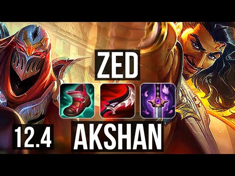 ZED vs AKSHAN (MID) | 2.1M mastery, 6 solo kills, 900+ games, Legendary, 11/3/6 | KR Master | 12.4