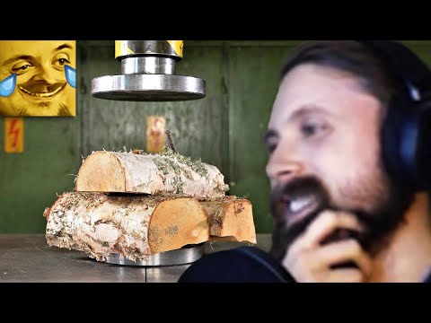 Forsen Reacts to Can You Dry Firewood With Hydraulic Press?