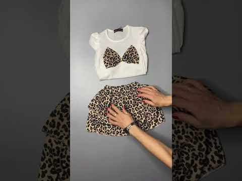 Набор для девочки: белая кофта с бантом и леопардовая юбка, 3-7 лет - фото 1 - id-p2707812185