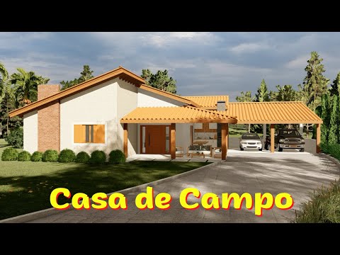04 | PLANTA DE CASA DE CAMPO | CASA DE CHACARA | CASA DE FAZENDA | CASA 3 QUARTOS | RÚSTICA VARANDA