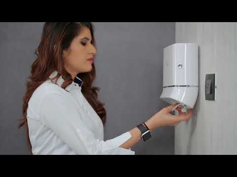 Wall mounted white paper towel dispenser, m fold