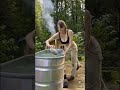 Off Grid “Hippie” Hot Tub, pt. 2 Wood Fired Bath #shorts #youtubeshorts #hottub #offgrid