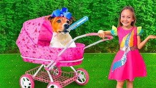 Maya e Mia estão aprendendo a cuidar de um cachorro