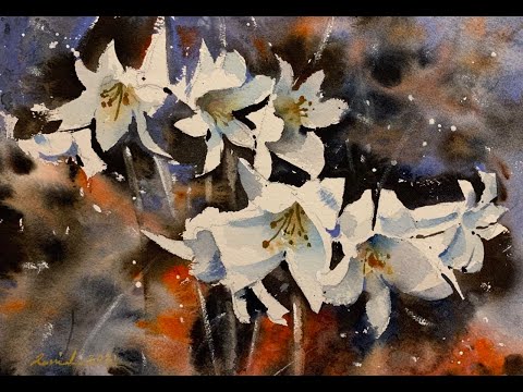 How to paint flowers in watercolor painting by javid tabatabaei