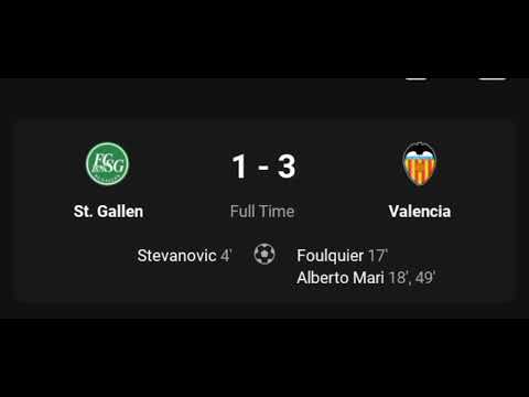 St gallen vs Valencia match results &goals highlights