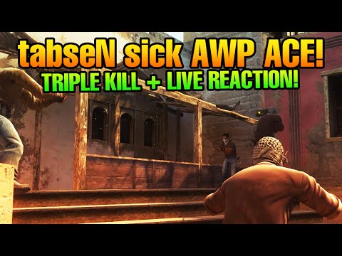 CS:GO Penta tabseN sick AWP Ace with triple + Spiidi live reaction!