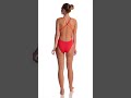 Red Bikini Swimwear Beautiful Fashion Model Rampwalk