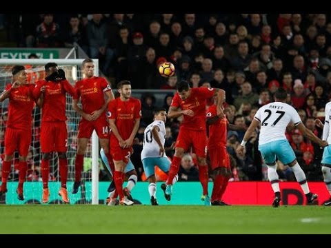 Dimitri Payet  Amazing Freekick goal vs Liverpool 12/11/16