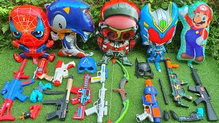 Collecting 7 shooting toys Sniper and AK47 Guns Cannon Water Gun Machine Gun Bow Gun shoot nerf