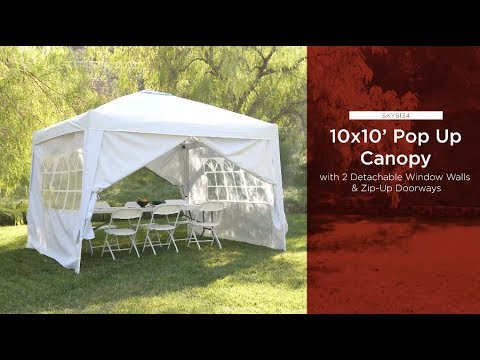 SKY5134 10x10ft Portable Lightweight Pop Up Canopy Tent w/ Side Walls and Carrying Bag