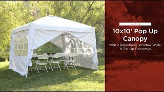 SKY5134 10x10ft Portable Lightweight Pop Up Canopy Tent w/ Side Walls and Carrying Bag