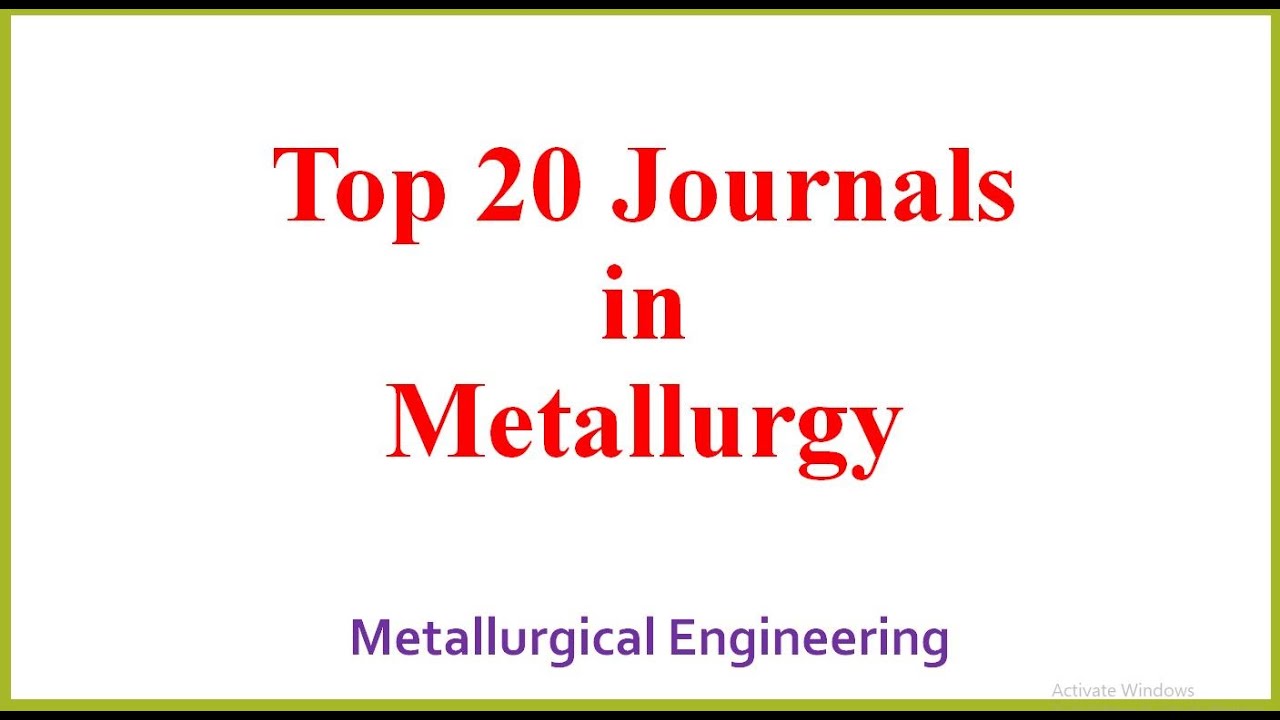 Top 20 Journals in Metallurgy
