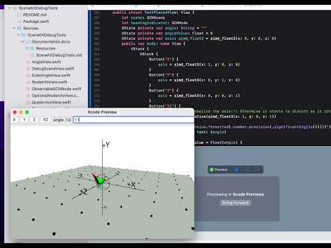 Using Xcode preview to quickly explore quaternion rotations in SceneKit