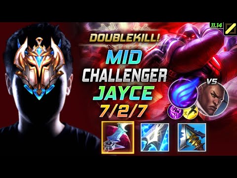 Challenger Jayce MID vs Lucian - 챌린저 미드 제이스 템트리 룬 월식 난입 ジェイス Джейс 未来守护者 杰西 - LOL KR 11.14