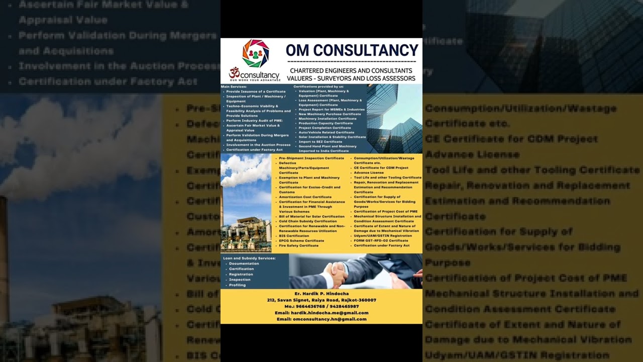 Services & Certification by Chartered Engineer #Mechanical/ OM #Educational Guidance & #Consultancy