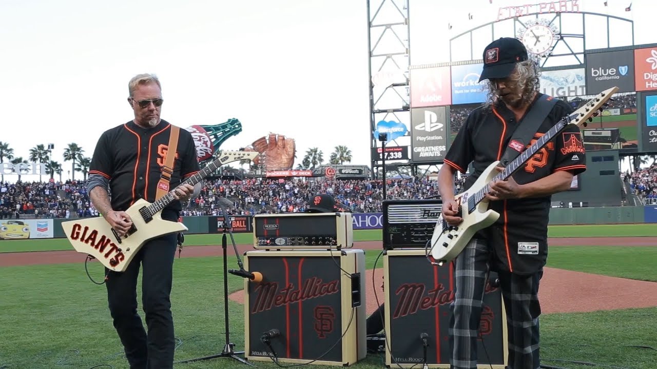 Kirk & James Perform the National Anthem (2017 Metallica Night w/ the SF Giants) - YouTube