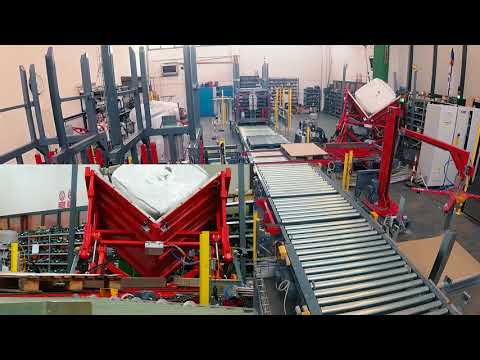 Inline pallet inverter - TOPPY VSHAPE with pick & place/ layer slip sheet