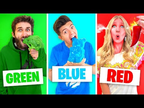 Eating ONLY Blue and Green Foods for 24 Hours Challenge!
