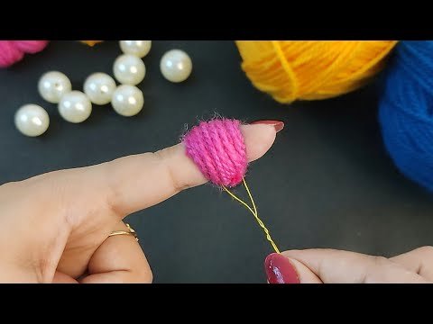 Amazing Woolen Flower Craft Idea using Finger - Easy Woolen Flower Making