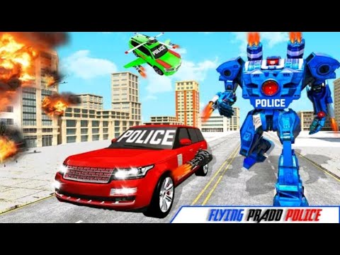 Flying Prado Helicopter Car Transform Robot Games