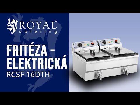 Video - Tovar z druhej ruky Elektrická dvojitá fritéza - 2 x 16 l - 12 000 W - 400 V - vypúšťací kohútik - Royal Catering