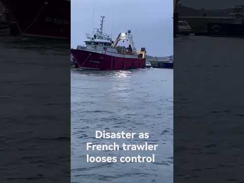 Disaster as French trawler looses control in Dingle Harbour Ireland