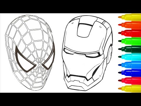 Spiderman Iron Man Coloring Pages | Colouring Pages for Kids with Colored Markers