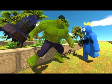 The Hulk vs Rainbow Friends Blue Super Hero War - Animal Revolt Battle Simulator