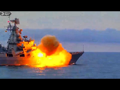 On Cam: Ukrainian kamikaze boat drone rain fire on Russian Black Sea flagship.