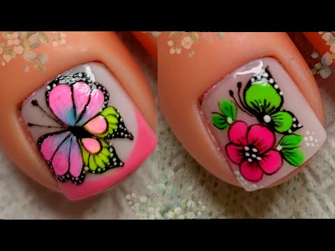 IDEAS de UÑAS con FLORES Y MARIPOSAS 🦋🌺