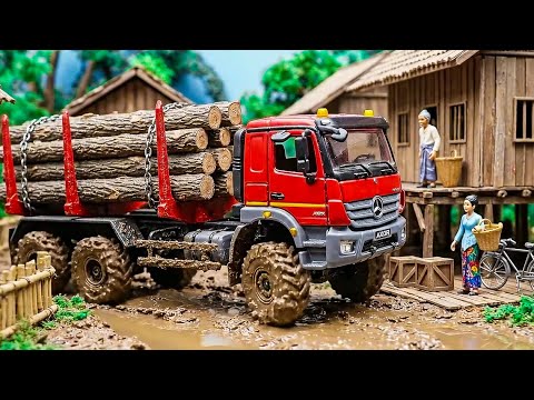 Mud, Rivers & Heavy Logs 🚛 Log Truck Faces Impossible Roads | Ultra-Realistic Miniature Diorama!