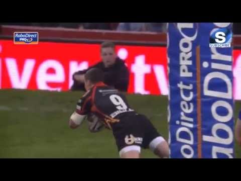 Excellent passing for Richie Rees Try   Newport Gwent Dragons v Ospreys 20th April 2014